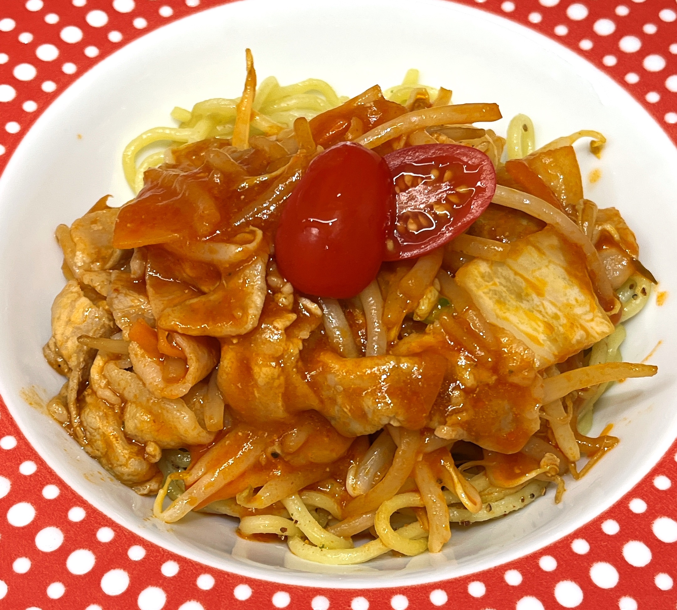 野菜ジュースを使ってあんかけ焼きそば