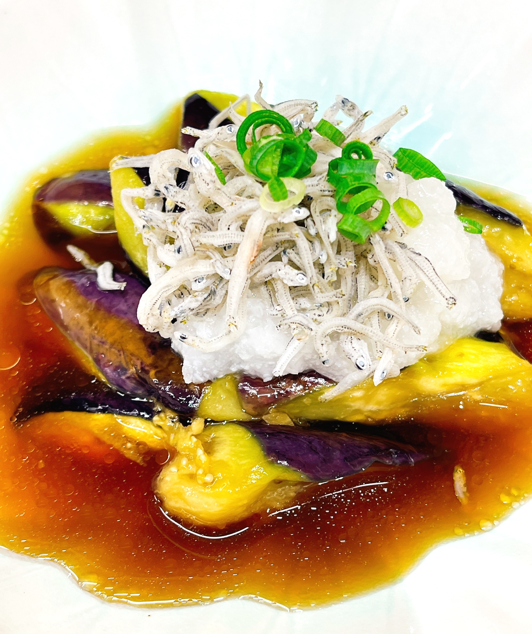 なすの焼きびたし、ちりめんのせ